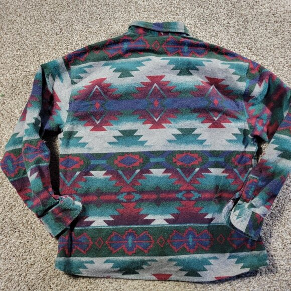 Cabela's Flannel Shirt Womens Large Multicolor Long Sleeve Aztec Southwestern - Picture 5 of 7